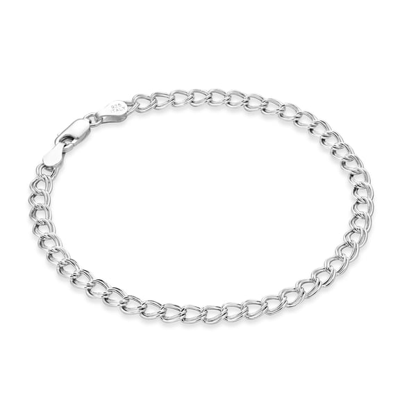 Miabella 925 Sterling Silver Italian 4.5mm Double Curb Charm Link Chain Bracelet for Women Men, Made in Italy