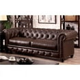 thumbnail image 4 of Furniture of America Villa Traditional Faux Leather Tufted Sofa in Brown, 4 of 7