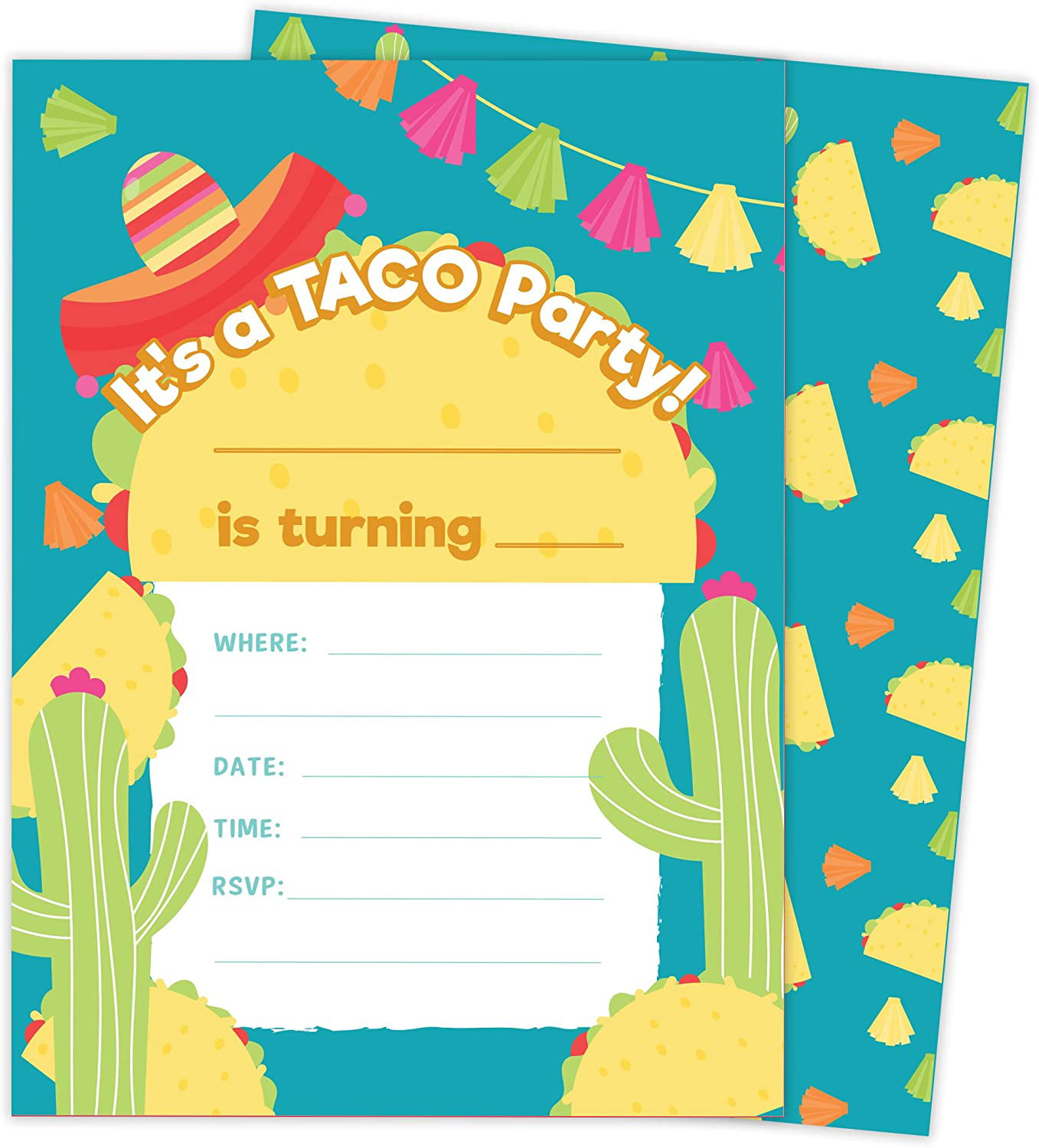 With Envelopes & Seal Stickers Vinyl Girls Boys Kids Party Desert Cactus 25 Count Movies 1 Happy Birthday Invitations Invite Cards