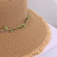 thumbnail image 2 of Jiibva Summer Straw Hat for Women Large Brim Color Matching Sun Hat with Flower Decoration Travel Foldable Bucket Hat for Outdoor, 2 of 7