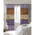 thumbnail image 4 of Farmhouse Purple Brown Blackout Curtains for Bedroom Living Room Darkening Curtains 84 Inch Length 2 Panels Set Vintage Wooden Striped Window Curtain Insulated Window Treatment Grommet Drapes 42"x84", 4 of 9