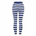 thumbnail image 5 of XIAONU Womens Striped Leggings High Waist Slim Fit Pants Stretchy Casual Daily Bottoms Dark Blue, 5 of 5