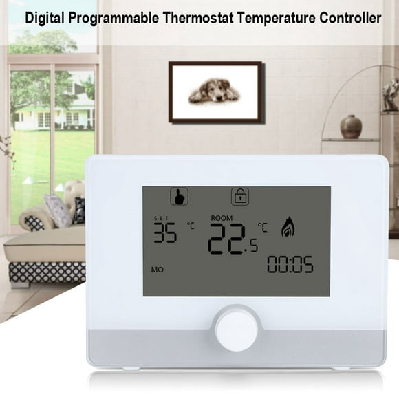 Thermostat Programmable, Thermostat en Plastique, Régulateur de Température Ambiante Programmable 7 Jours pour le Système de Chauffage Mural de Chaudière d'Équipement de Chauffage Électrique