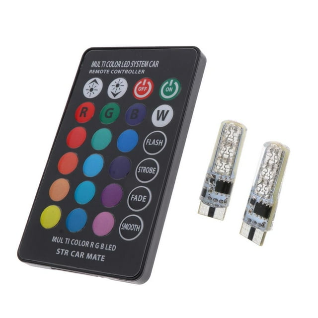 2pcs T10 RGB LED Liquidación Bombilla Bombilla De Lateral Del Coche Remoto