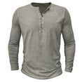 thumbnail image 4 of Fall Shirts for Men Men Casual Solid V-neck Long Sleeve Pullover Breathable Shirt Blouse Tops, 4 of 7