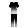 thumbnail image 2 of Minjewel Women's Gradient Color Short Sleeve Two-Piece Scrubs for Women Set, Comfortable Workout Sets for Women & Loungewear for Caregivers & Home Health,Black L, 2 of 7