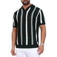thumbnail image 5 of Men's Hollow Knit Polo Shirt V Neck Short Sleeve Golf Polo Shirts S Black, 5 of 6