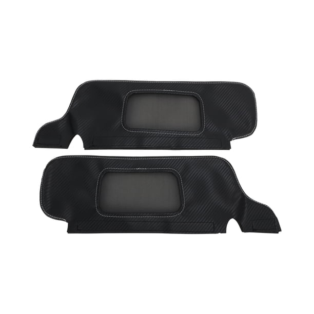 Cubierta de Parasol para Ford Mustang 1994-2004 Lado Izquierdo y Derecho Protector de Parasol Anti-Rayas Cuero Sintético Negro Fibra de Carbono