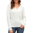 thumbnail image 1 of Fashnice Chandail pour Femmes, Chandail d'Hiver Chaud à Manches Longues, Tricoté, Chic et Confortable, Blanc TG, 1 of 3