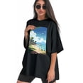 thumbnail image 3 of Plus Size Shirt for Women Black Tops for Women Short Sleeves Shirt for Women Seaside (30) T Shirt Crewneck Shirt for Women XS, 3 of 5