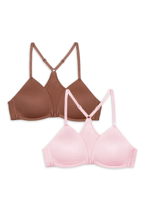 Girls Front Close Wirefree T-Shirt Bra, 2-Pack, Sizes 30A-38A