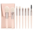 thumbnail image 1 of Juego de brochas de maquillaje para polvo, contorno, rubor, resaltador, sombra de ojos, cejas, corrector, brocha para rímel, brocha de maquillaje sintética premium con bolsa, juego de 8, rosa, 1 of 7