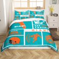 thumbnail image 1 of Erosebridal Housse de Couette Football pour Fan de Football Double, Ensemble de Literie Sport pour Enfants Garçons Filles, Ensemble de Lit Rugby Réversible, Housse de Courtepointe Patchwork Ballon avec 2 Taies d'Oreiller pour Chambre (Miami) (Sans Couette), 1 of 5