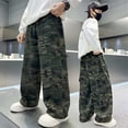 thumbnail image 2 of LIIPEE Denim Pants For Boys Graphic Comfortable Elastic Waist Baggy Wide Leg Casual Jeans Kids Lightweight Breathable Cargo Trousers With Multiple Pockets,7-8 Years, 2 of 8