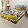 thumbnail image 2 of jejeloiu Cute Puffin Zipper Twin Comforter Sets with Fitted Sheet and 2 Pillowcases Kids,Watercolor Seaside Floral Balloon Party Zipper Bedding Set For Girls,Reversible,4-Piece, 2 of 7