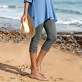 thumbnail image 4 of Cagogo Women Plus Size Capri Pants High Waisted Solid Casual Basic Capri Pants Leggings Party, Dark Gray 2XL, 4 of 9