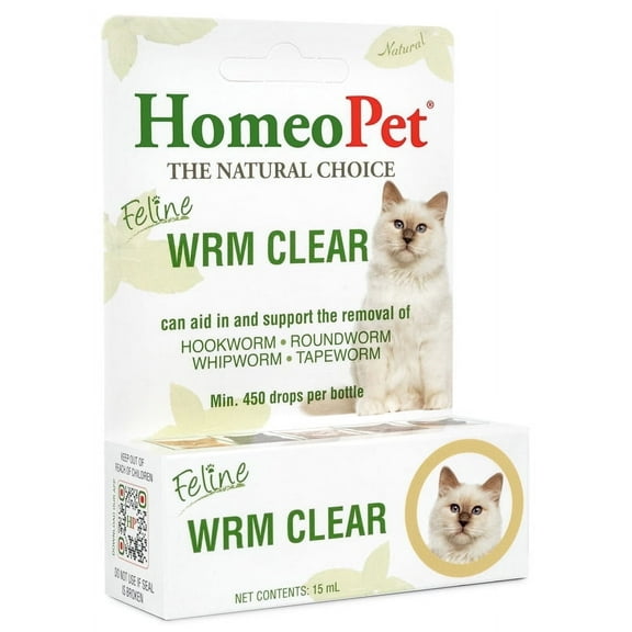 HomeoPet Feline WRM Clear Broad-Spectrum Feline Parasite Treatment Solution, 15-Milliliter Bottle