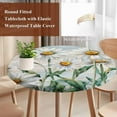 thumbnail image 5 of Retro Flowers Round Fitted Table Cover Daisy Wildflowers Plants Blue Wood Grain Waterproof Table Cloth with Elastic Edge Wipeable Tablecloth for Picnic Camping Party Fits 55"-60" Diameter, 5 of 8