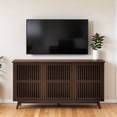 thumbnail image 2 of Plank+Beam Mid Century Modern Solid Wood Sideboard with 3 Doors Covering 6 Shelves, 59" TV Stand for Living Room, Walnut, 2 of 13
