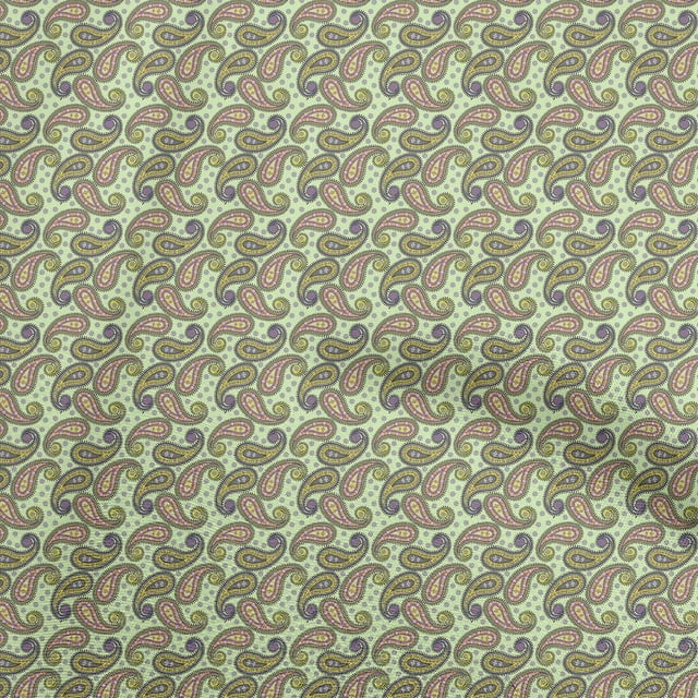 oneOone Velvet Mint Fabric Asian Paisley Sewing Craft Projects Fabric Prints By Yard 58 Inch Wide