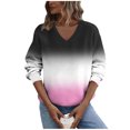 thumbnail image 2 of QUNYINEY Women Sweatshirt Long Sleeve Gradient No Hood Plus Size Crew Neck Pullover Shirts Winter Loose Fit Tops for Women Trendy, 2 of 6