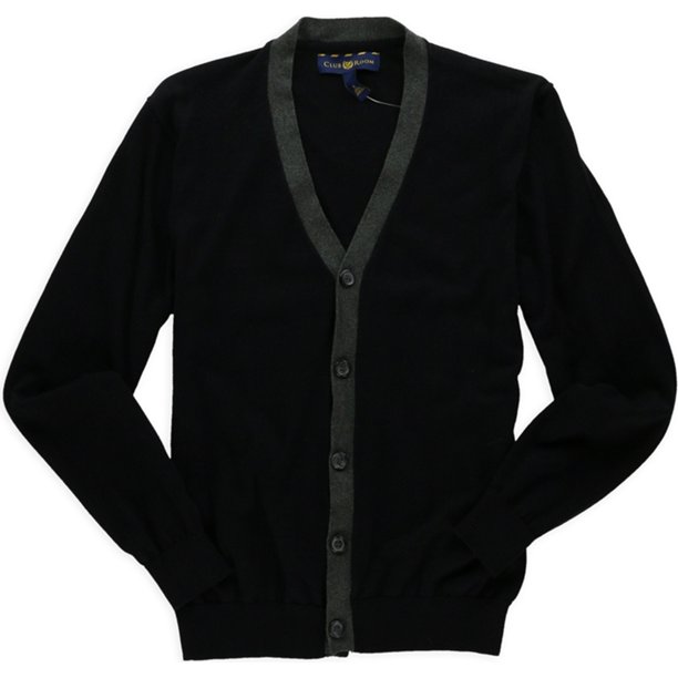 Suéter tipo cárdigan de algodón informal para hombre de Club Room, negro, mediano