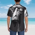 thumbnail image 4 of Sikiie Monochrome Giraffe Expression Print Men's Hawaiian Shirt, Summer Beach Button Pocket Short Sleeve T-Shirt,XX-Large, 4 of 7