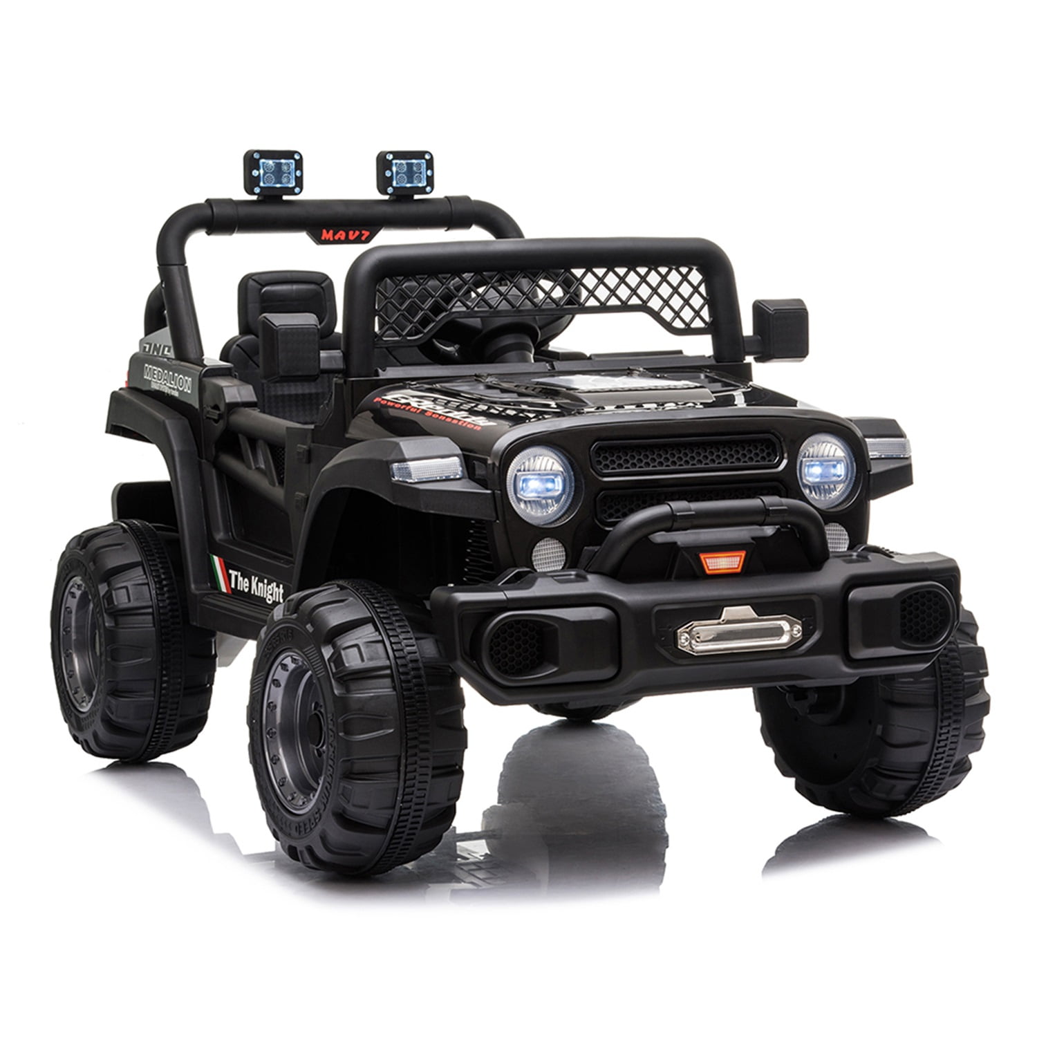 CIPACHO 12V Kids Ride On Truck Car with Parent Remote Control, Spring Suspension, LED Lights, AUX Port, Kids Electric Vehicle Toy, Black