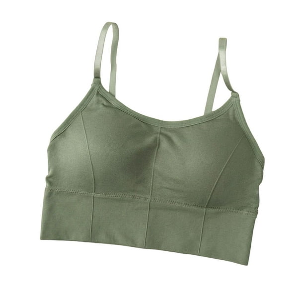 Qarigey Tank Crop Top Bra Lencería sexy Cómoda Ropa interior sin costuras Bralette Thin Slim Casual Sin mangas para deportes Verde Type3 NO3