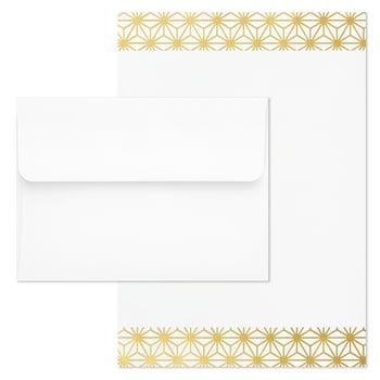 Hallmark Stationery, Gold Geometric Border, 80 ct. with 40 envelopes
