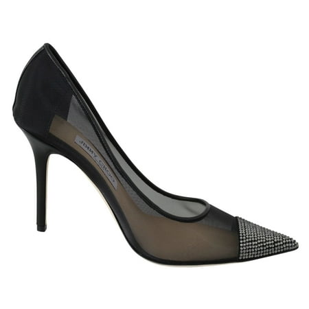 

Jimmy Choo Black Mesh Amika 85 Diamond Pumps Shoes