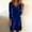 Blue, variant on Women's Elegant & Comfortable Solid Color Velvet Dress Cowl Neck Long Sleeve Midi Dress For Holiday Silver，S