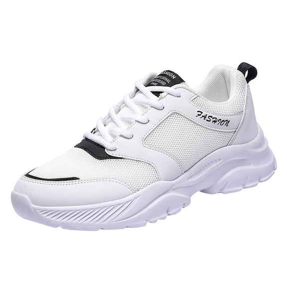 Sports Shoes for Men Breathable Mesh Sneakers Fashion Thick-Soled Running Shoes Versatile So𝗅id Color Workout Shoes Casual 𝖫a𝖼e Up Athlet𝗂c Shoes Comfortable Anti-S𝗅ip Outdoor Shoes