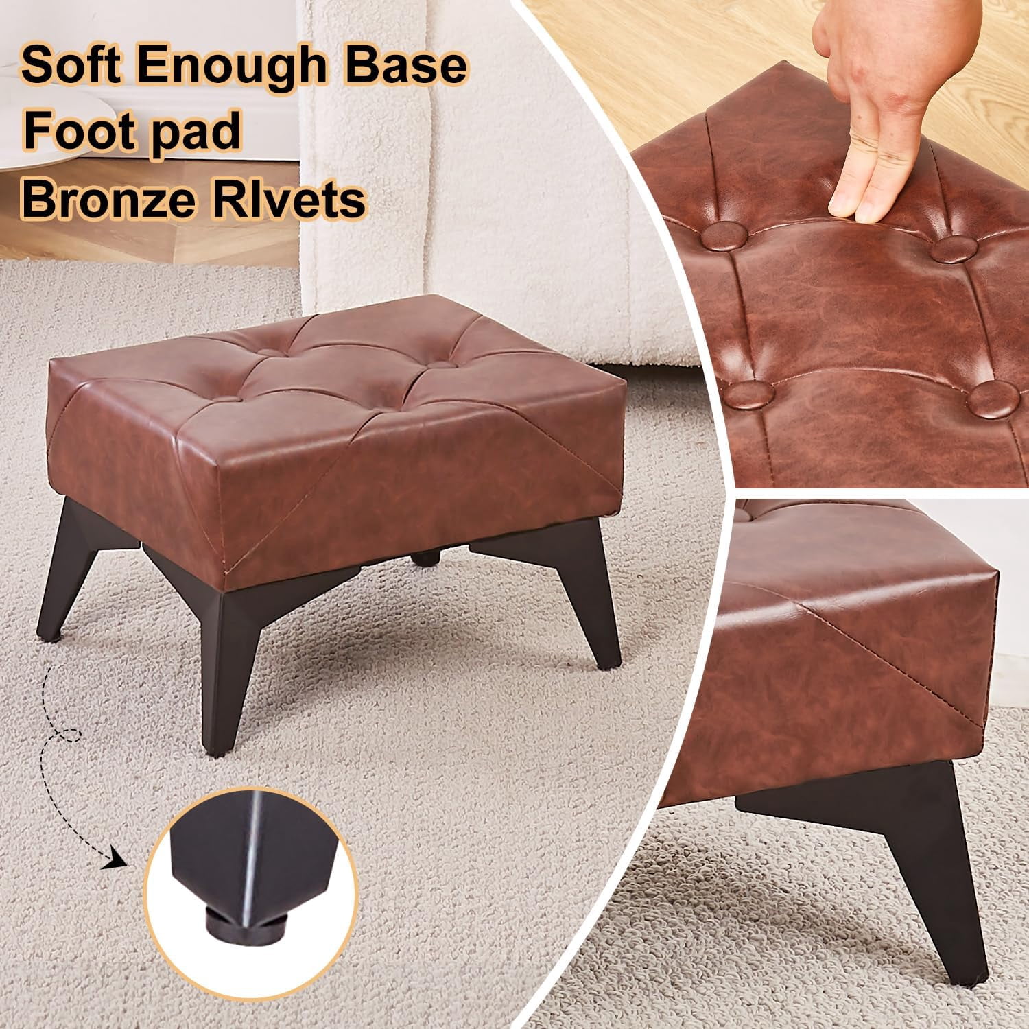 Soft Footrest Ottoman, Sofa Footstool Extra Seating for Living Room Entryway Bedroom Coffee