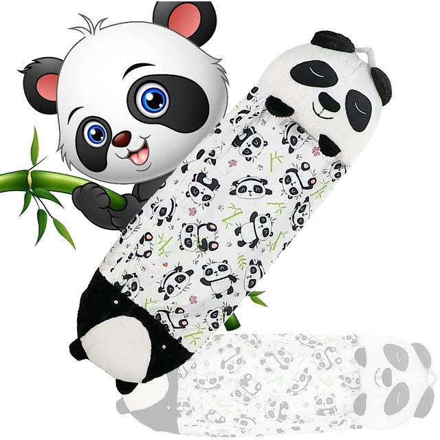 Kids Sleeping Bags ，Panda Pillow & Sleepy Sack Portable and Foldable