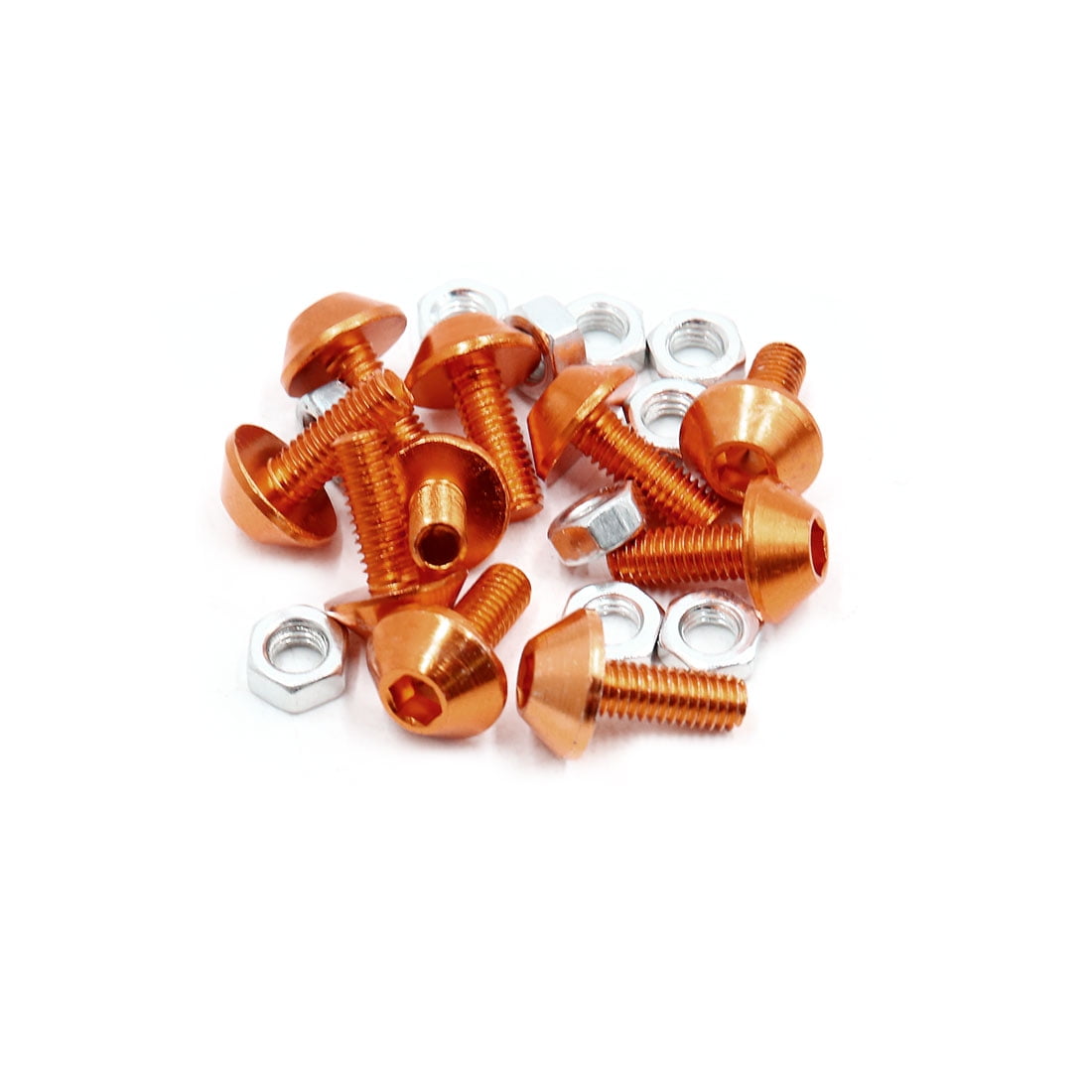 uxcell 10 Pcs 30 X 15mm Round License Plate Bolt Screw Orange for Motorcycle
