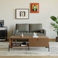 thumbnail image 3 of ZARKEA- 58" Upholstered Mid-Century Modern Faux Leather Square Arm Gray Sofa Loveseat, 3 of 5