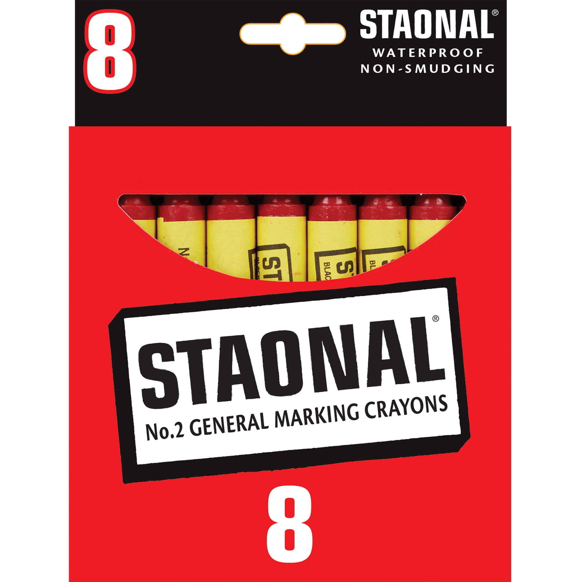 Crayola Staonal Marking Crayons, Red, 8 Per Pack, 6 Packs