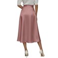 thumbnail image 4 of Women's Midi Skirts Silky Satin Flowy High Waist A Line Skirts Elegant Formal Work Business Flared Skirts, XL, 4 of 5
