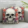thumbnail image 3 of COMIO  Halloween Pillow Covers Rustic Skull Rose Floral Gothic Halloween Pillows Decorative Throw Pillows Case Fall Holiday Farmhouse Outdoor Cushion Covers for Couch, 3 of 5