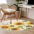 thumbnail image 4 of Round Rugs 4Ft, Farm Sunflowers Round Area Rug Washable Indoor Throw Carpet, Retro Flowers Butterfly Botanical Beige Soft Non Slip Circle Rug for Kitchen Nursery Room Home Decor Aesthetic, 4 of 8