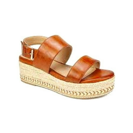 

SEVEN DIALS Womens Brown 1 Platform Cushioned Adjustable Strap Leawood Round Toe Wedge Buckle Espadrille Shoes 6.5 M