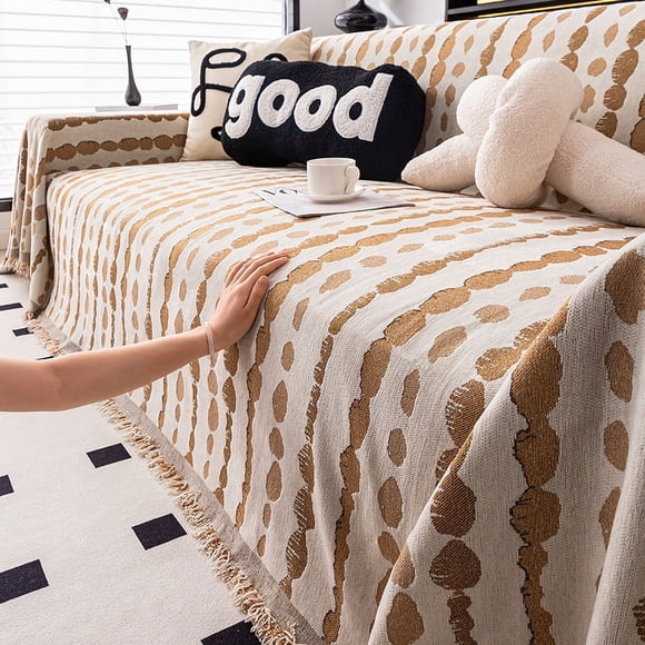 Xiao Hua Corduroy Sofa Cover Sofa Towel Cover, Sofa Protective Cover, Orange, Brown,70.87*165.35inch