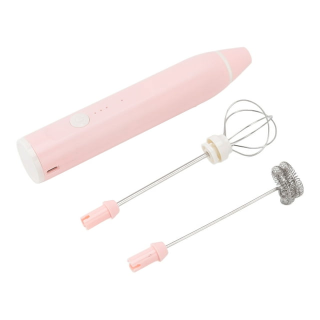 Mini Electric Stirrer, 3 Models Automatic Mini Electric Eggbeater With 2 Eggbeater Head For Home Pink