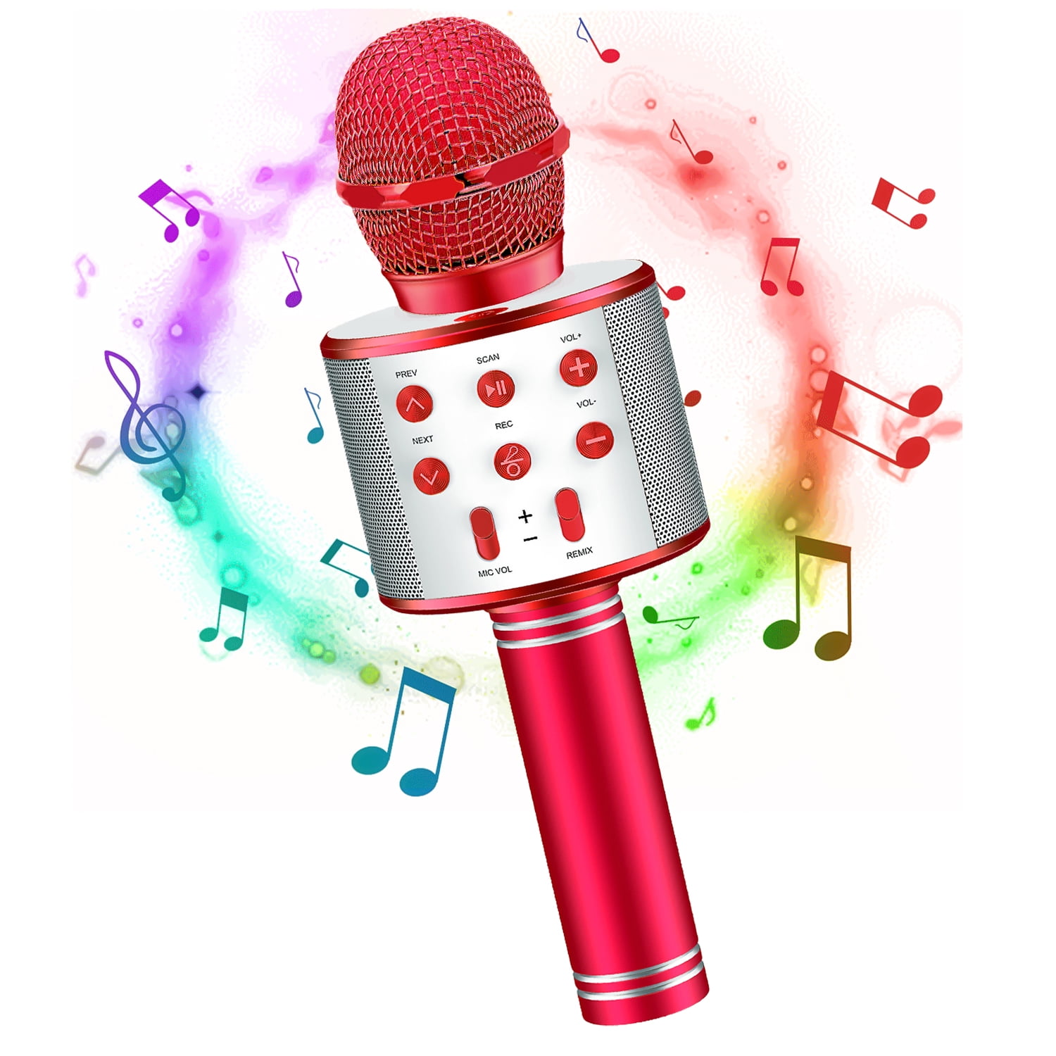 Wireless Bluetooth Karaoke Microphone, 4 in 1 Handheld Mic Speaker Machine Kid Adult Fit for Android/iPhone/iPad/PC