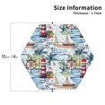 thumbnail image 2 of Pofeuu Watercolor Sailboat Print Coasters for Drinks, 4Pack PU Leather Coasters, Bar Drink Coasters for Tabletop Protection, Furniture from Damage-Hexagon, 2 of 6