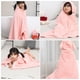 thumbnail image 4 of Toalla de baño infantil con capucha y dibujos animados, forro polar coral, color rosa, 4 of 5