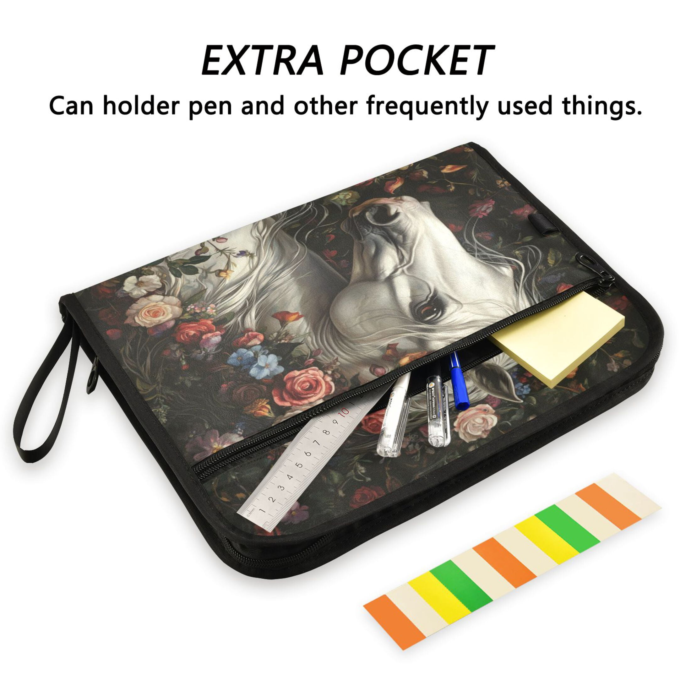 WOBOGO Rose Of Horse Expanding File Folder Letter Size Accordion Filing Organizer 13 Pocket Separate Organ Pocket