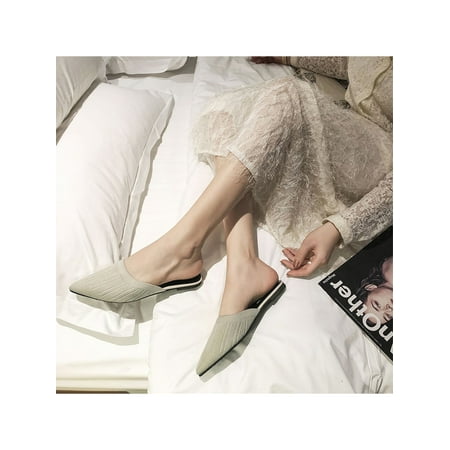 

Kesitin Women Pointed Toe Backless Comfortable Mules Holiday Flat Shoes