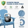 thumbnail image 6 of Folding Adirondack Chair, SGS Tested, Wooden Textured with Cup Holder, Heavy All-Weather HDPE Comfortable Set Poolside Backyard Lawn Navy Blue, 6 of 8